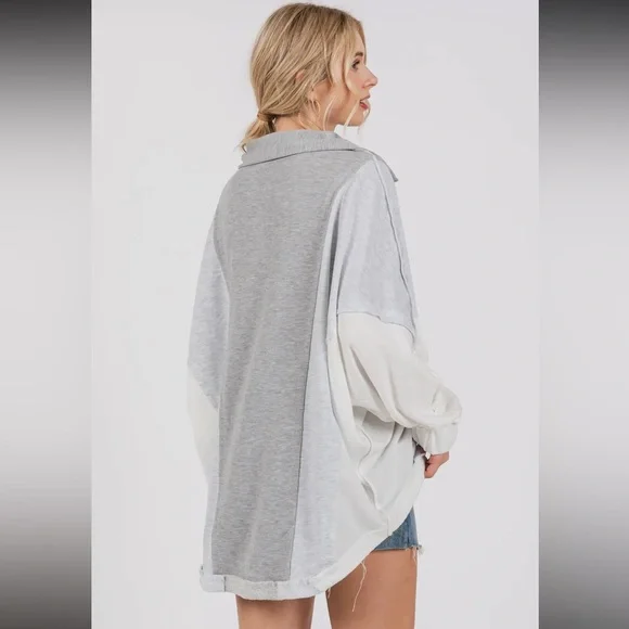 Contrast Collared Oversized Sweatshirt - Picture 5 of 6